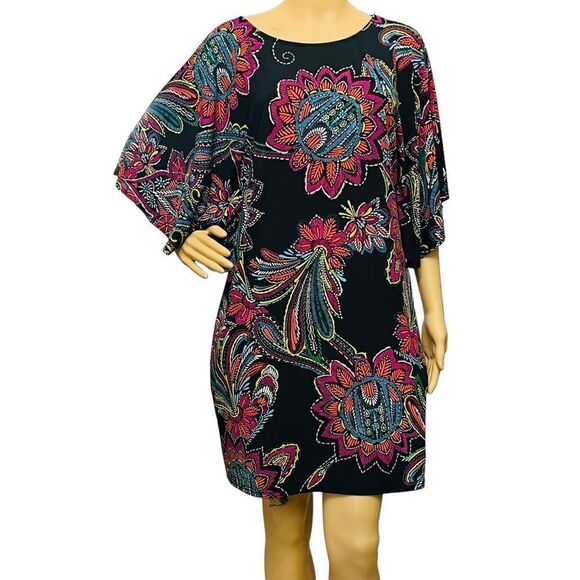 Trina Turk Multicolor Floral Butterfly Sleeve Tunic Dress Cover Up Size M - Picture 1 of 15